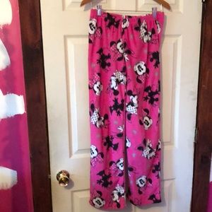 Disney Minnie Mouse Pink Fleece Pajama Pants Womens Small S 4-6